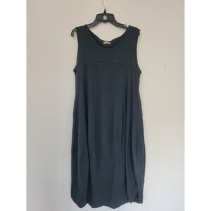 B‎ Side Women's Black Sleeveless Midi Dress Made in Italy Cotton Relaxed Fit #21